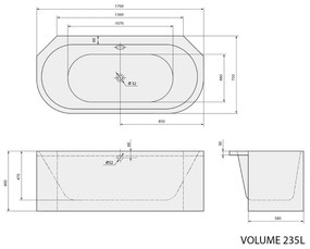 Polysan Viva Monolith hoekbad wit 170x75x60cm