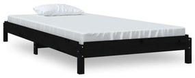 vidaXL Bed stapelbaar 90x190 cm massief grenenhout zwart