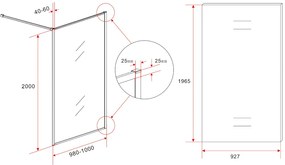 Mueller Square inloopdouche 100x200cm helder glas met nano-coating geborsteld brons