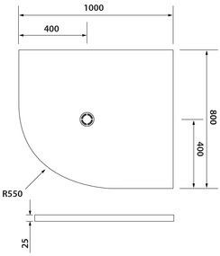 Polysan Flexia kwartronde douchebak 100x80cm wit rechts