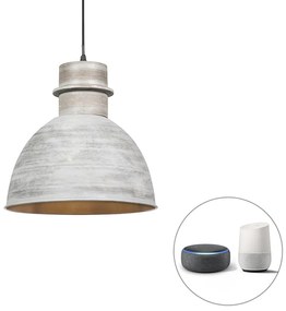 Smart hanglamp grijs 30 cm incl. wifi A60 lichtbron - Dory Modern E27 rond Binnenverlichting Lamp