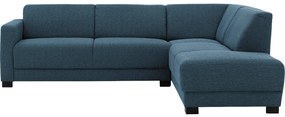 Goossens  My Style blauw, stof, 2,5-zits, stijlvol landelijk met chaise longue rechts