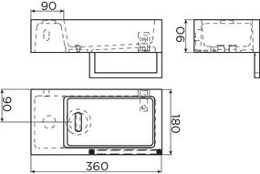 Clou Flush 3 fontein solid surface 36cm links met handdoekhouder wit mat