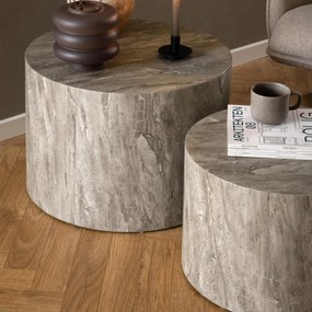 Ronde Salontafelset Grijs Marmer Look