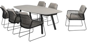 Rhodos Manolo dining tuinset keramiek 240xH103 cm 7 delig antraciet Taste 4SO