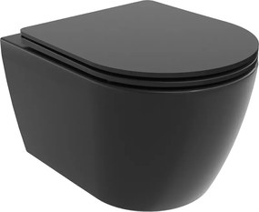 Mexen Carmen wc-pot Rimless met slanke softclose zitting, duroplast, zwarte mat - 30881085