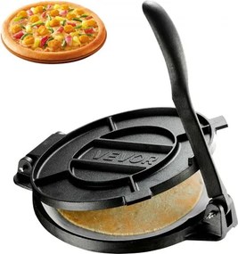 VEVOR Tortillapers 30 cm, handmatige taco-pers van gietijzer, pizzadeegpers voor tarwetortilla's, pizza, gebak en platbrood, met versterkte handgreep, 50 vellen bakpapier en een met lijnolie behandeld oppervlak.