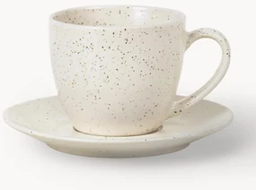 Handgemaakte koffiekopje Nordic Vanilla met schoteltje