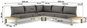 Loungeset 5 personen Aluminium/Teak Taupe Lifestyle Garden Furniture Vittoria