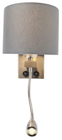 LED Moderne wandlamp staal met grijze kap - Brescia Modern E27 rond Binnenverlichting Lamp