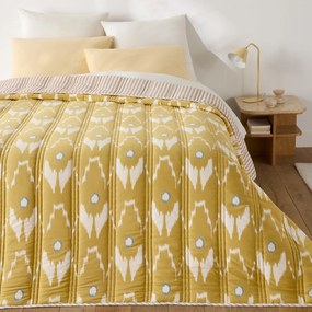 Kantha sprei, ikatprint en strepen, gewassen katoen, ASTANA