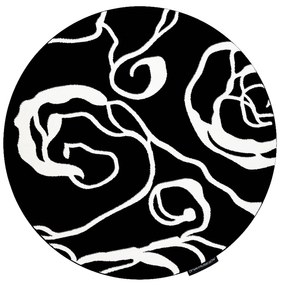 Tapijt HAMPTON Rosa rond roos, bloemen zwart