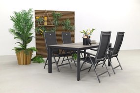 Hartman Salvatore/Kings 4-persoons verstelbare tuinset 180x100 cm. - Antraciet