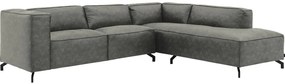 Goossens Bank Calvin grijs, micro leer, 2,5-zits, modern design met ligelement rechts
