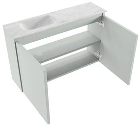 Mondiaz Ture DLux toiletmeubel 80cm greey met wastafel opalo links zonder kraangat