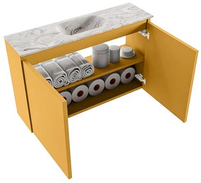 Mondiaz Ture DLux toiletmeubel 80cm ocher met wastafel glace midden zonder kraangat