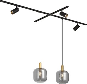 Modern railsysteem zwart met 2 hanglampen en 3 spots 1-fase - Iconic Zuzanna Jeana Luxe