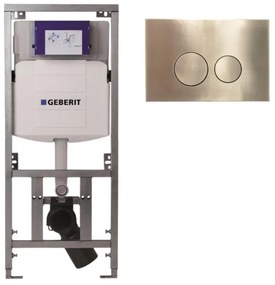 Geberit Inbouwreservoir - UP320 - QeramiQ metal bedieningsplaat - dualflush - ronde knoppen - metaal goud geborsteld SW706200 0701131