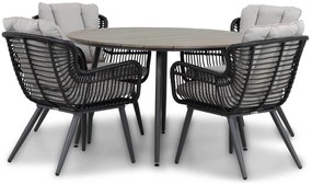 Tuinset Ronde Tuintafel 4 personen 125 cm Wicker/Aluminium/Aluminium/wicker Zwart Coco Azzano/Matale