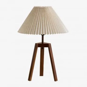 Linnen en houten tafellamp Vivaldo Donker Hout - Sklum