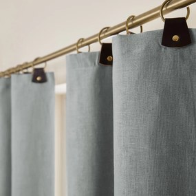Verduisteringsgordijn van gewassen linnen, leren lussen, Private