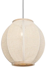 Oosterse hanglamp naturel stof 46 cm - RobOosters E27 ovaal Binnenverlichting Lamp
