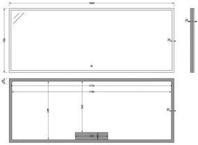 Brauer Jade rechthoekige spiegel met verlichting 180x70cm