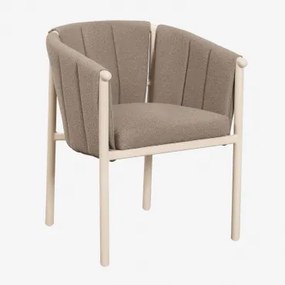 Set Van 4 Eetkamerstoelen Met Armleuningen, Bekleed Met Bouclé Stof En Aluminium Boleni Bouclé Tarwebruin - Sklum