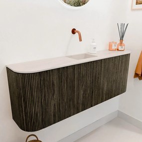 Mondiaz Joya DLux 115cm toiletmeubel ronding links/rechts shadow met wastafel faye midden zonder kraangat meli