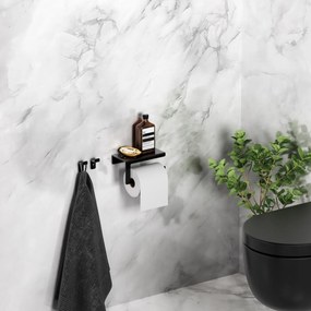 Clou Fold toiletrolhouder met cover zwart mat