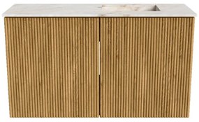 Mondiaz Joya DLux 70cm toiletmeubel oak met wastafel faye rechts zonder kraangat frappe