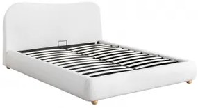 Winselet Gestoffeerd Bed Met Opbergruimte Chenille Ivoorwit & 140 X 190 Cm - Sklum