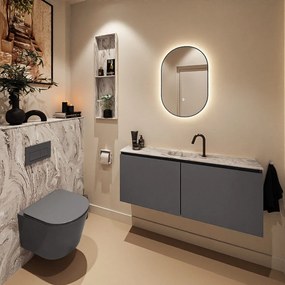 Mondiaz Ture DLux toiletmeubel 120cm dark grey met wastafel glace midden met kraangat