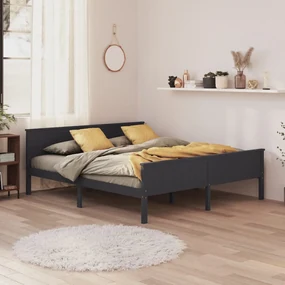 vidaXL Bedframe massief grenenhout grijs 200x200 cm