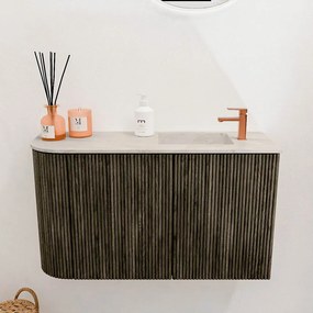 Mondiaz Joya DLux 70cm toiletmeubel ronding links shadow met wastafel faye rechts 1 kraangat ostra
