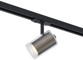 Moderne spot gunmetal met helder glas voor railsysteem 1-fase - Iconic Lloyd