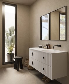 Muebles Avila badmeubel ribbelfront 120cm wit mat met wastafel rechts zonder kraangat