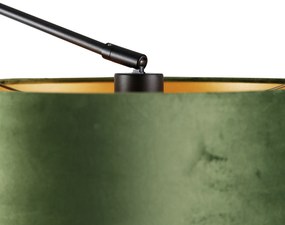 Wandlamp zwart met velours kap groen 35 cm verstelbaar - Blitz Modern E27 Binnenverlichting Lamp