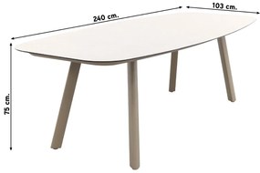Taste Manolo tuintafel 240x103 cm. - Deens ovaal - Latte