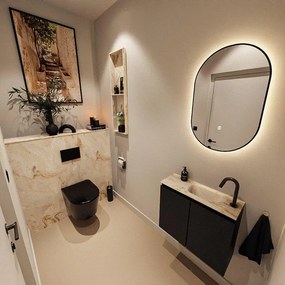 MONDIAZ TURE-DLUX 60cm toiletmeubel Urban. EDEN wastafel Frappe positie rechts. Met 1 kraangat. TUREDX60URBR1FRA