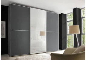 Goossens Kledingkast Big Choice Type 41 163, Slaapkamerkast 280 cm breed, 222 cm hoog, 2 schuifdeuren en 1 glas schuifdeur midden