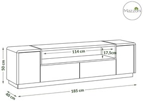 Mazzoni Tv-tafel FOLK RTV-185, wit glanzend en mat / beton, kast