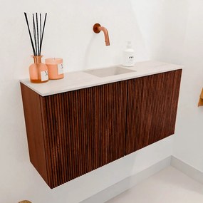 Mondiaz Joya DLux 80cm toiletmeubel ruby met wastafel faye midden zonder kraangat meli