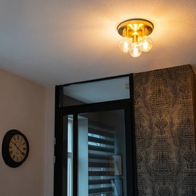 Art Deco plafonnière goud rond - Facil 3 Design, Modern E27 Binnenverlichting Lamp