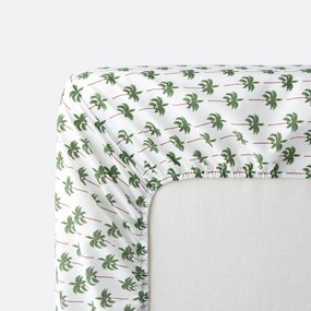 Hoeslaken voor kinderen, 50% gerecycled katoen, kap van 25 cm, palmboomprint, TAPAHI