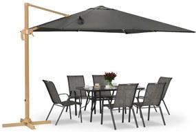 Siena 3x3m houtachtige tuinparasol met antraciet hoes Garden Point