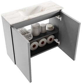 Mondiaz Ture DLux toiletmeubel 60cm plata met wastafel frappe midden met kraangat