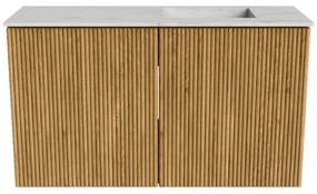 Mondiaz Joya DLux 70cm toiletmeubel oak met wastafel faye rechts zonder kraangat opalo