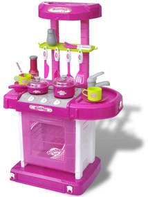 vidaXL Kinderspeelkeuken met licht- en geluidseffecten roze