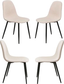 Set 4 Teok Black Stoffen Stoelen